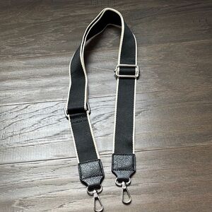 Crossbody Canvas Strap, silver tone clasp, extends to 52”